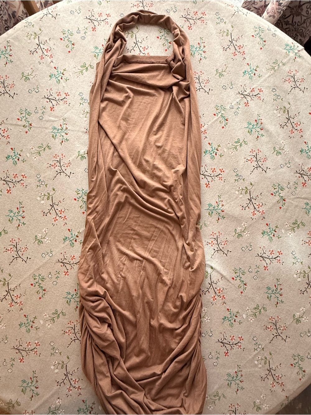 Go Couture Backless Maxi Dress in Camel Brown